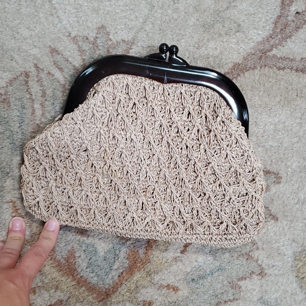 Vintage macrame crochet acrylic clutch